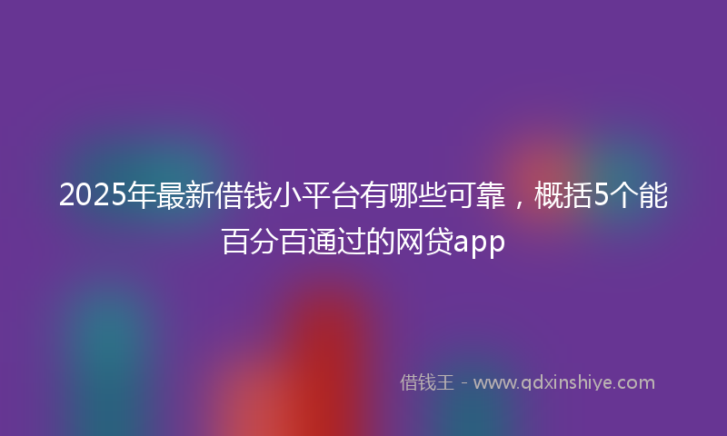 2025年最新借钱小平台有哪些可靠，概括5个能百分百通过的网贷app