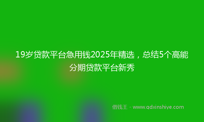 19岁贷款平台急用钱2025年精选，总结5个高能分期贷款平台新秀