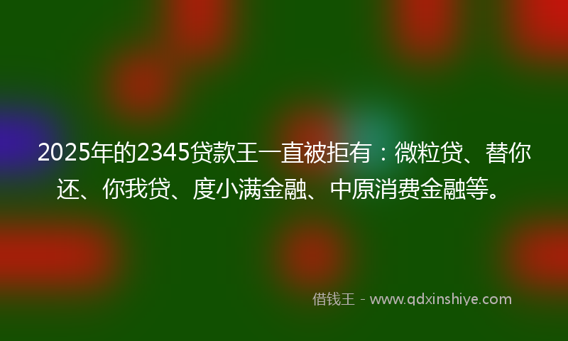2025年的2345贷款王一直被拒有：微粒贷、替你还、你我贷、度小满金融、中原消费金融等。