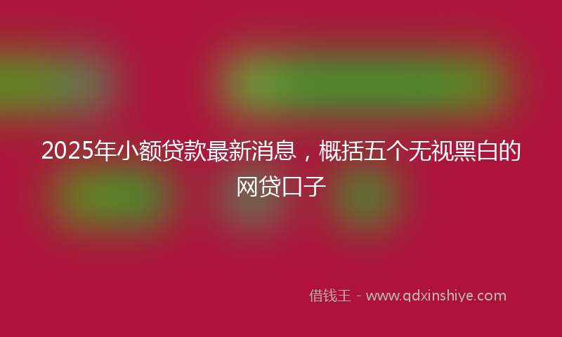 2025年小额贷款最新消息，概括五个无视黑白的网贷口子