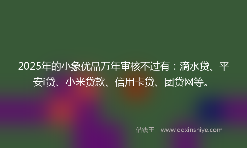 2025年的小象优品万年审核不过有：滴水贷、平安i贷、小米贷款、信用卡贷、团贷网等。