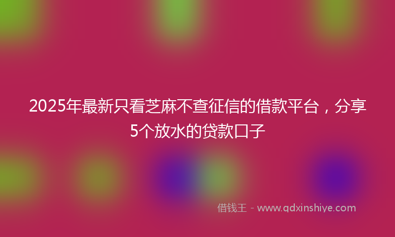 2025年最新只看芝麻不查征信的借款平台，分享5个放水的贷款口子