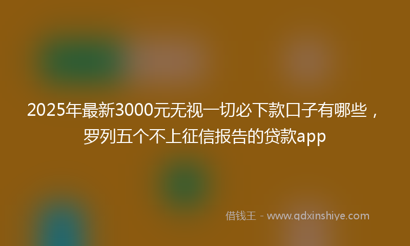 2025年最新3000元无视一切必下款口子有哪些，罗列五个不上征信报告的贷款app