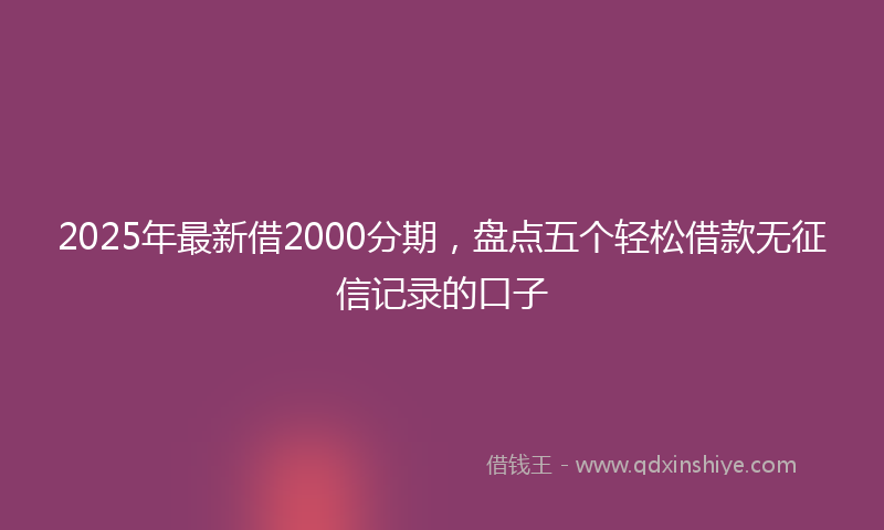 2025年最新借2000分期，盘点五个轻松借款无征信记录的口子