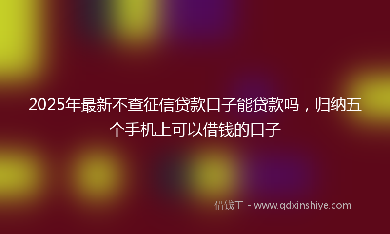 2025年最新不查征信贷款口子能贷款吗，归纳五个手机上可以借钱的口子