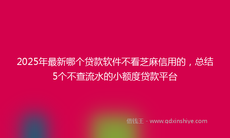2025年最新哪个贷款软件不看芝麻信用的，总结5个不查流水的小额度贷款平台