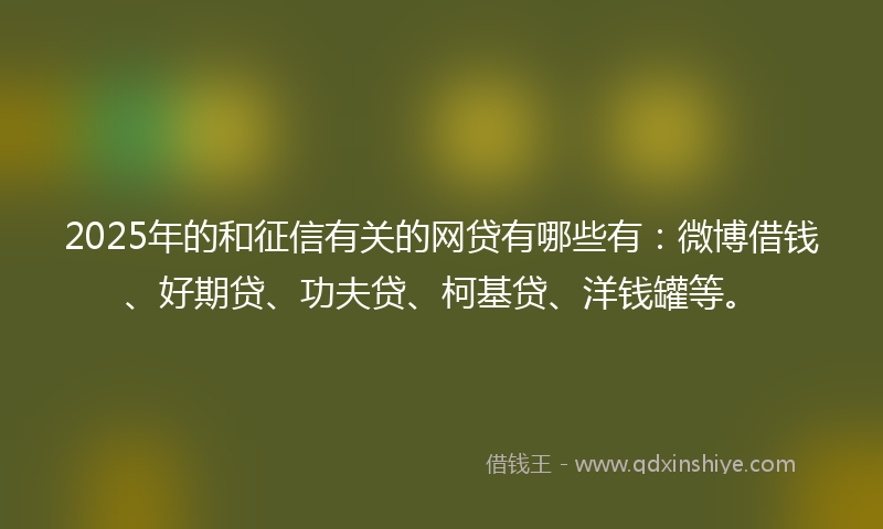 2025年的和征信有关的网贷有哪些有：微博借钱、好期贷、功夫贷、柯基贷、洋钱罐等。