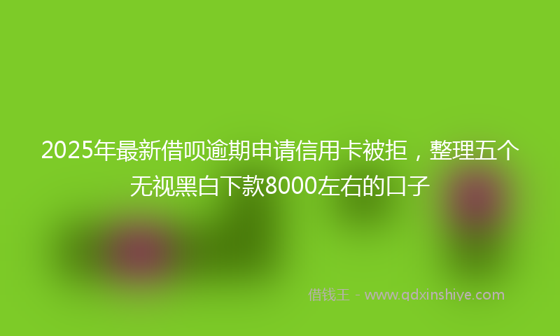 2025年最新借呗逾期申请信用卡被拒，整理五个无视黑白下款8000左右的口子