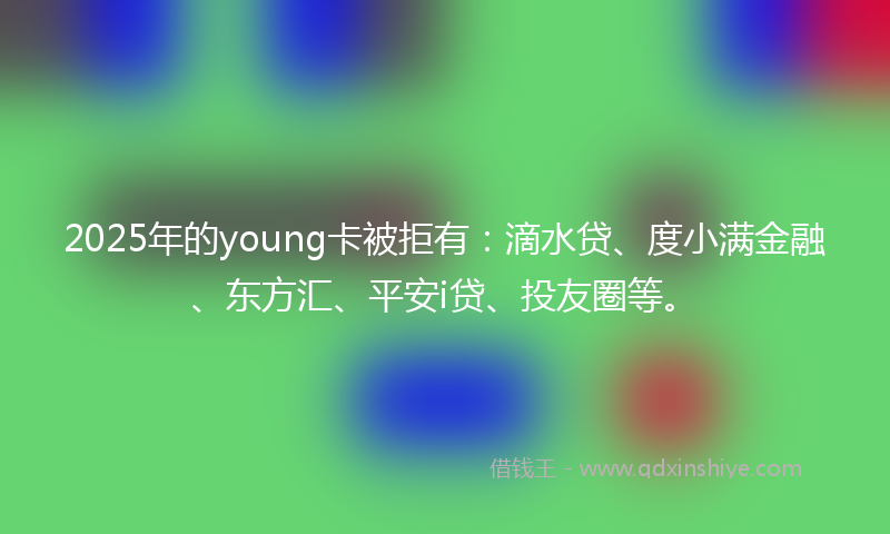 2025年的young卡被拒有：滴水贷、度小满金融、东方汇、平安i贷、投友圈等。