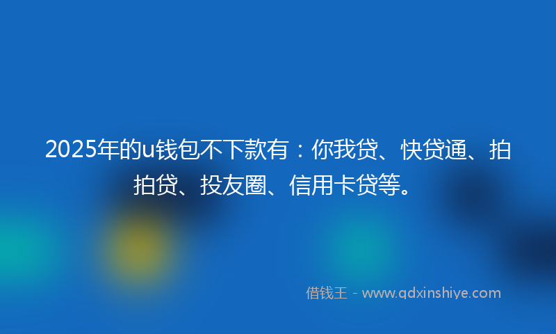 2025年的u钱包不下款有：你我贷、快贷通、拍拍贷、投友圈、信用卡贷等。