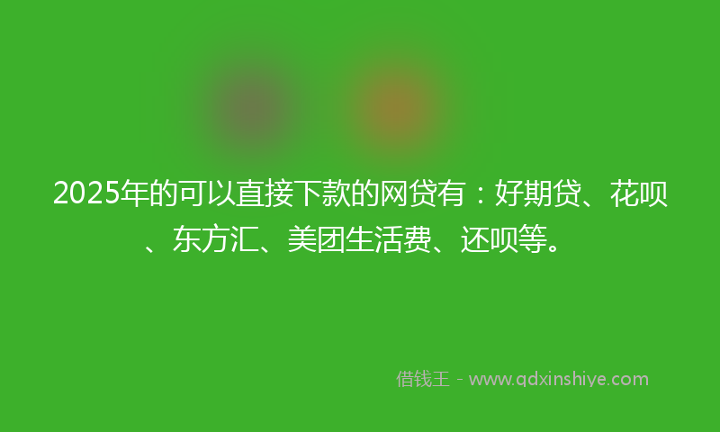 2025年的可以直接下款的网贷有：好期贷、花呗、东方汇、美团生活费、还呗等。