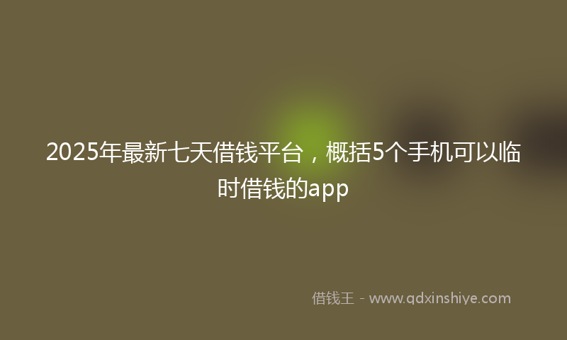 2025年最新七天借钱平台，概括5个手机可以临时借钱的app
