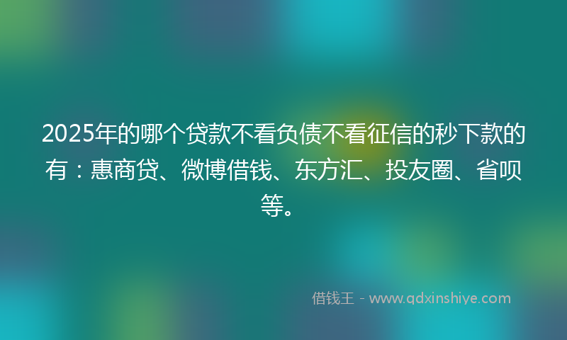 2025年的哪个贷款不看负债不看征信的秒下款的有：惠商贷、微博借钱、东方汇、投友圈、省呗等。