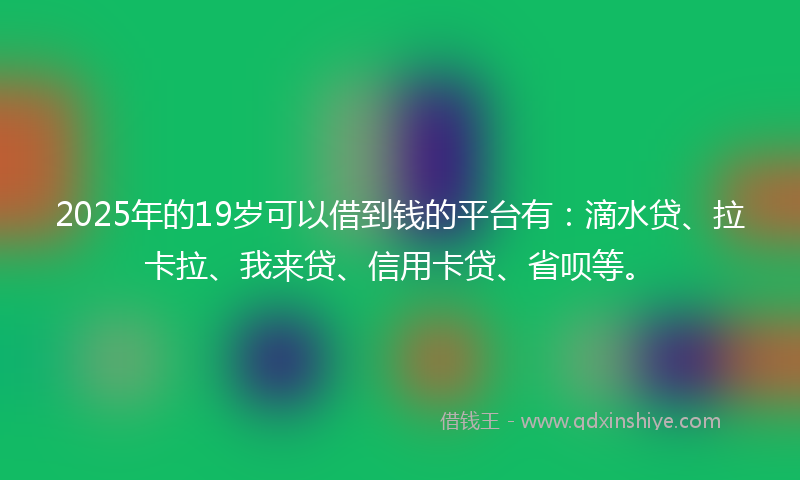 2025年的19岁可以借到钱的平台有：滴水贷、拉卡拉、我来贷、信用卡贷、省呗等。