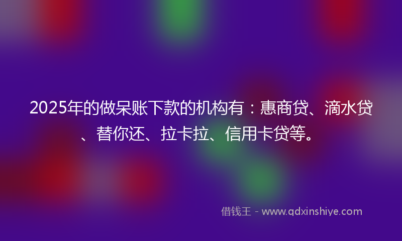 2025年的做呆账下款的机构有：惠商贷、滴水贷、替你还、拉卡拉、信用卡贷等。