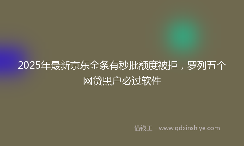 2025年最新京东金条有秒批额度被拒，罗列五个网贷黑户必过软件