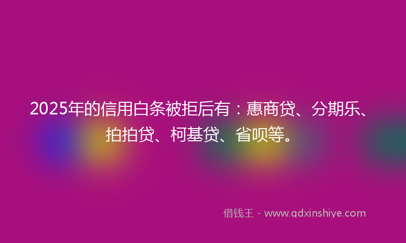2025年的信用白条被拒后有：惠商贷、分期乐、拍拍贷、柯基贷、省呗等。