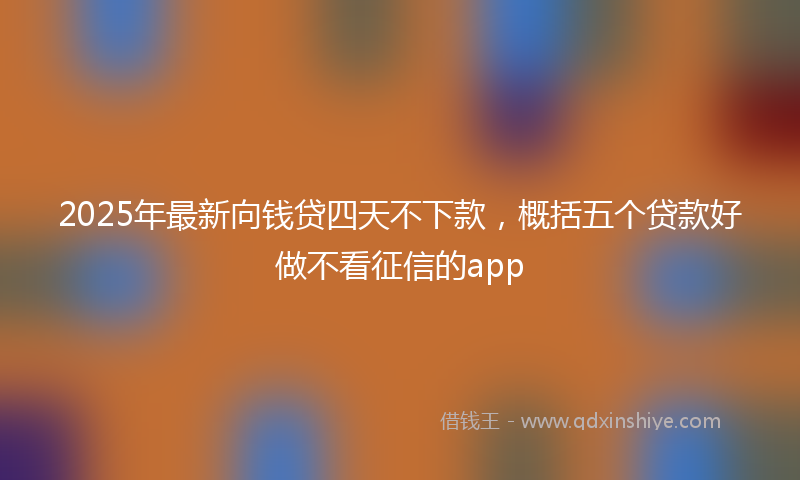 2025年最新向钱贷四天不下款，概括五个贷款好做不看征信的app