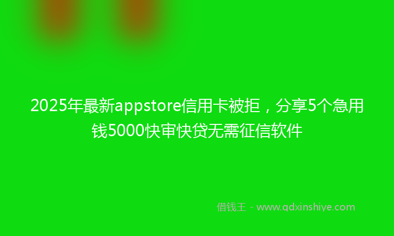 2025年最新appstore信用卡被拒，分享5个急用钱5000快审快贷无需征信软件