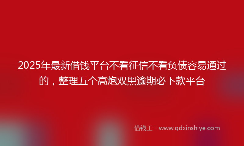 2025年最新借钱平台不看征信不看负债容易通过的，整理五个高炮双黑逾期必下款平台