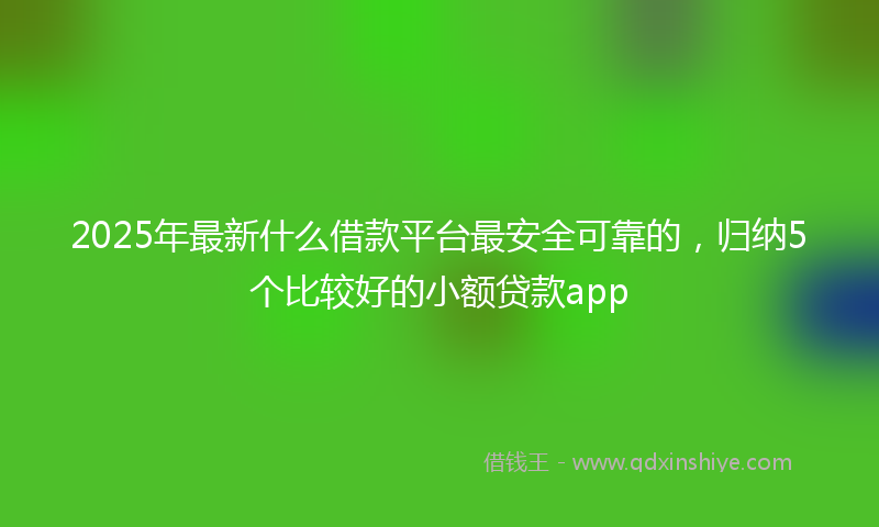 2025年最新什么借款平台最安全可靠的，归纳5个比较好的小额贷款app