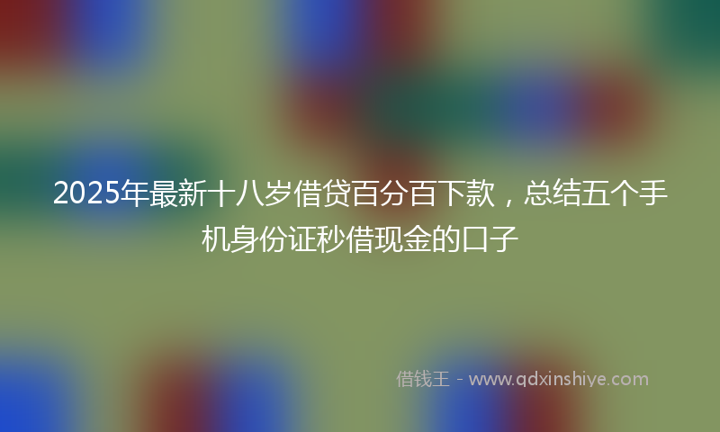 2025年最新十八岁借贷百分百下款，总结五个手机身份证秒借现金的口子