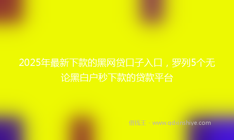 2025年最新下款的黑网贷口子入口，罗列5个无论黑白户秒下款的贷款平台