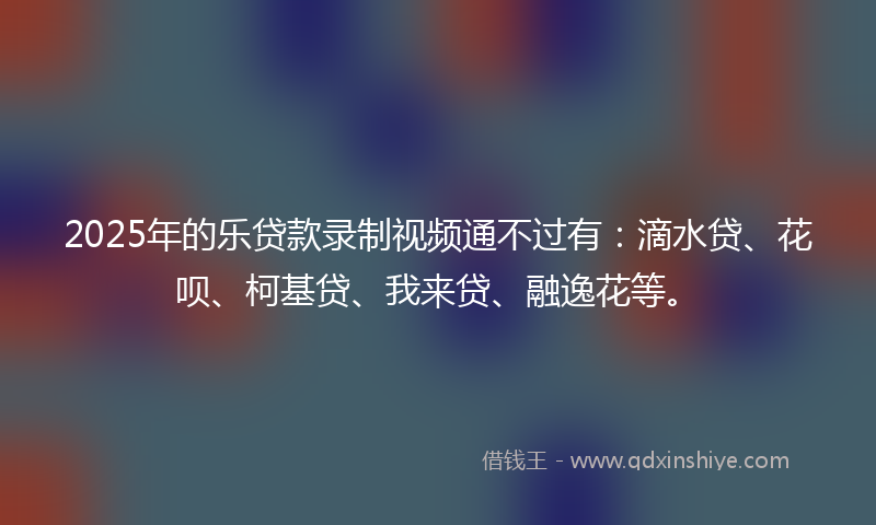2025年的乐贷款录制视频通不过有：滴水贷、花呗、柯基贷、我来贷、融逸花等。