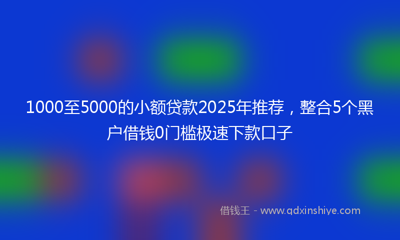 1000至5000的小额贷款2025年推荐，整合5个黑户借钱0门槛极速下款口子