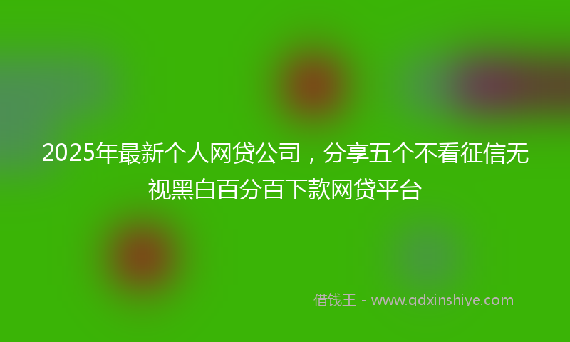 2025年最新个人网贷公司，分享五个不看征信无视黑白百分百下款网贷平台