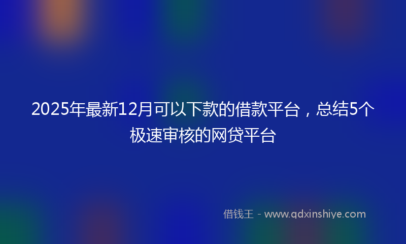 2025年最新12月可以下款的借款平台，总结5个极速审核的网贷平台