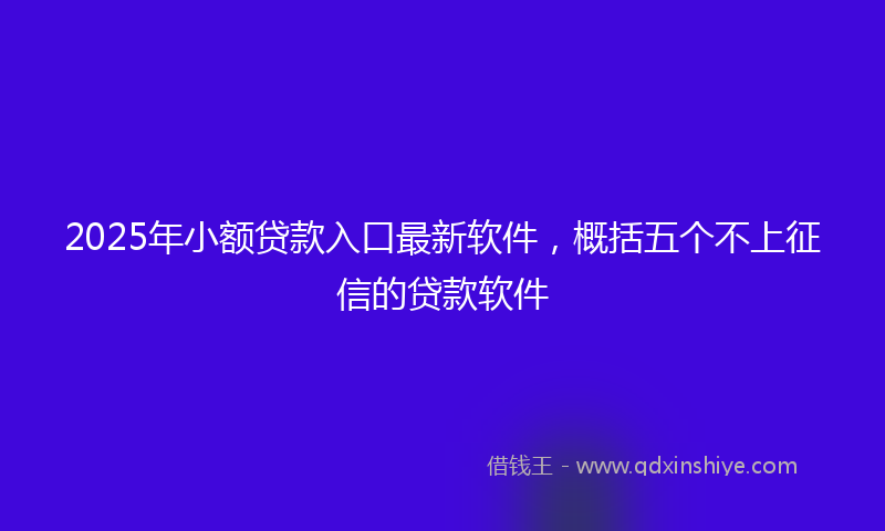 2025年小额贷款入口最新软件，概括五个不上征信的贷款软件