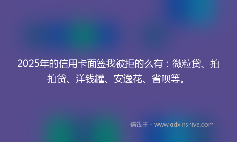 2025年的信用卡面签我被拒的么有：微粒贷、拍拍贷、洋钱罐、安逸花、省呗等。