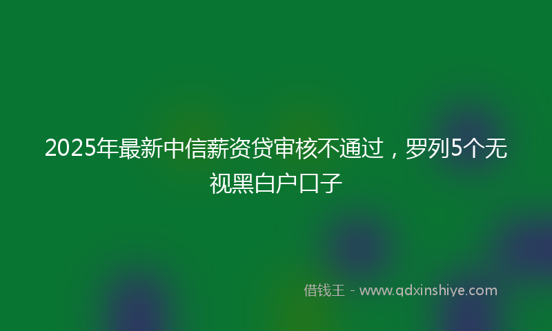 2025年最新中信薪资贷审核不通过，罗列5个无视黑白户口子