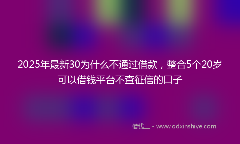 2025年最新30为什么不通过借款，整合5个20岁可以借钱平台不查征信的口子