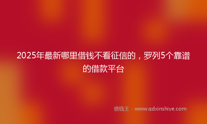 2025年最新哪里借钱不看征信的，罗列5个靠谱的借款平台