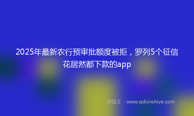 2025年最新农行预审批额度被拒，罗列5个征信花居然都下款的app