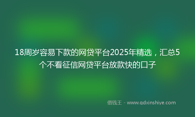 18周岁容易下款的网贷平台2025年精选，汇总5个不看征信网贷平台放款快的口子