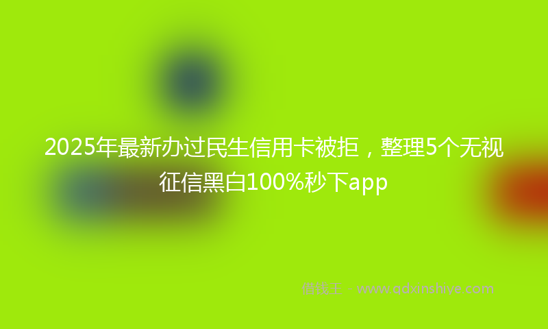 2025年最新办过民生信用卡被拒，整理5个无视征信黑白100%秒下app