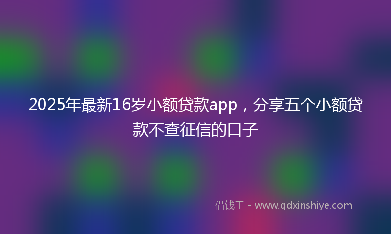 2025年最新16岁小额贷款app，分享五个小额贷款不查征信的口子