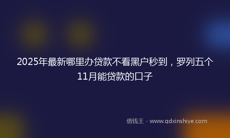 2025年最新哪里办贷款不看黑户秒到，罗列五个11月能贷款的口子