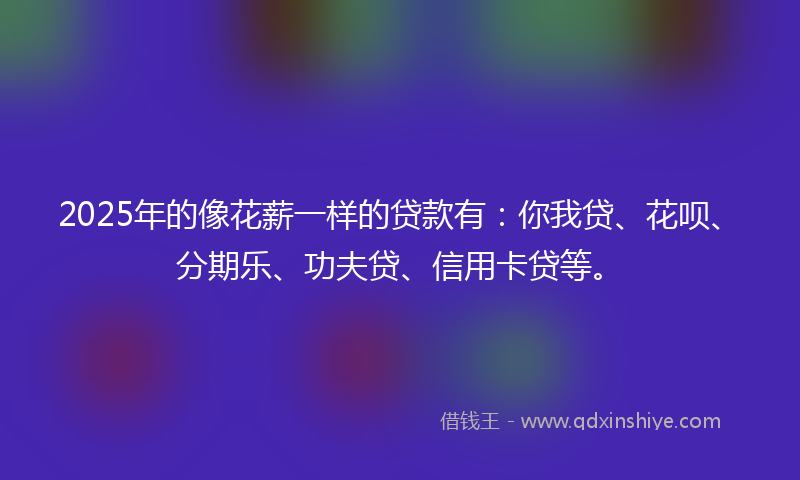 2025年的像花薪一样的贷款有：你我贷、花呗、分期乐、功夫贷、信用卡贷等。