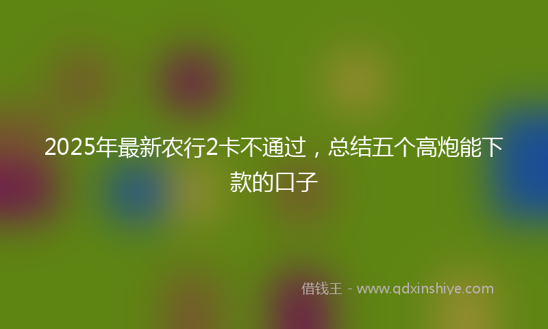 2025年最新农行2卡不通过，总结五个高炮能下款的口子