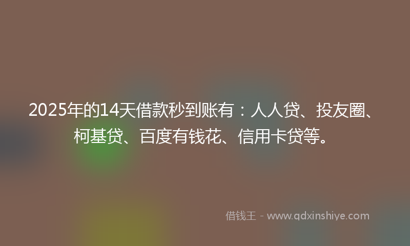 2025年的14天借款秒到账有：人人贷、投友圈、柯基贷、百度有钱花、信用卡贷等。