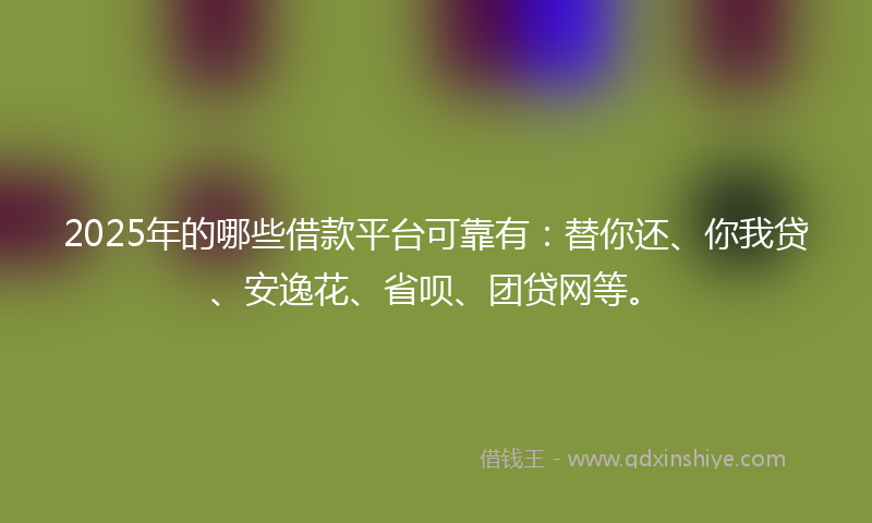 2025年的哪些借款平台可靠有：替你还、你我贷、安逸花、省呗、团贷网等。