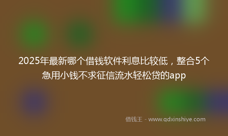 2025年最新哪个借钱软件利息比较低，整合5个急用小钱不求征信流水轻松贷的app