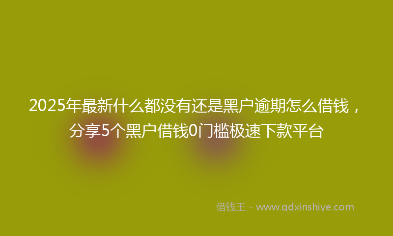 2025年最新什么都没有还是黑户逾期怎么借钱，分享5个黑户借钱0门槛极速下款平台