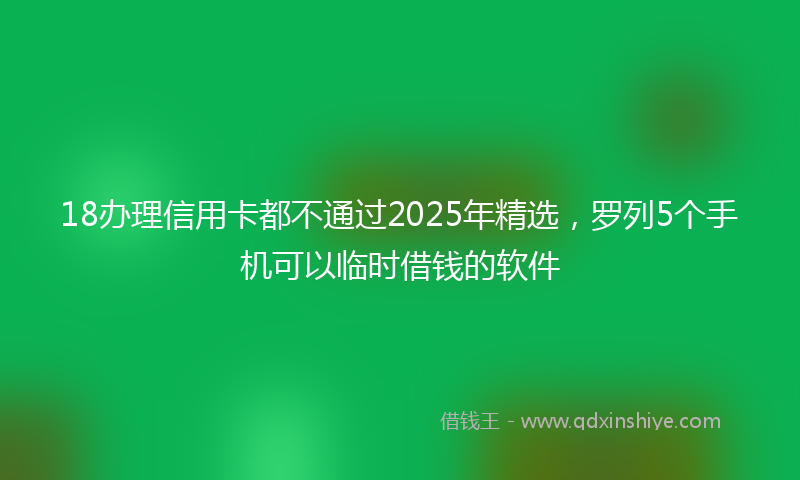 18办理信用卡都不通过2025年精选，罗列5个手机可以临时借钱的软件