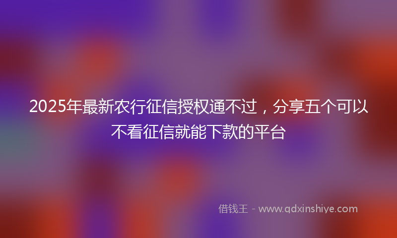 2025年最新农行征信授权通不过，分享五个可以不看征信就能下款的平台