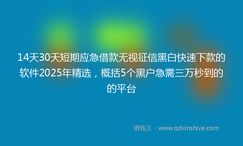 14天30天短期应急借款无视征信黑白快速下款的软件2025年精选，概括5个黑户急需三万秒到的的平台